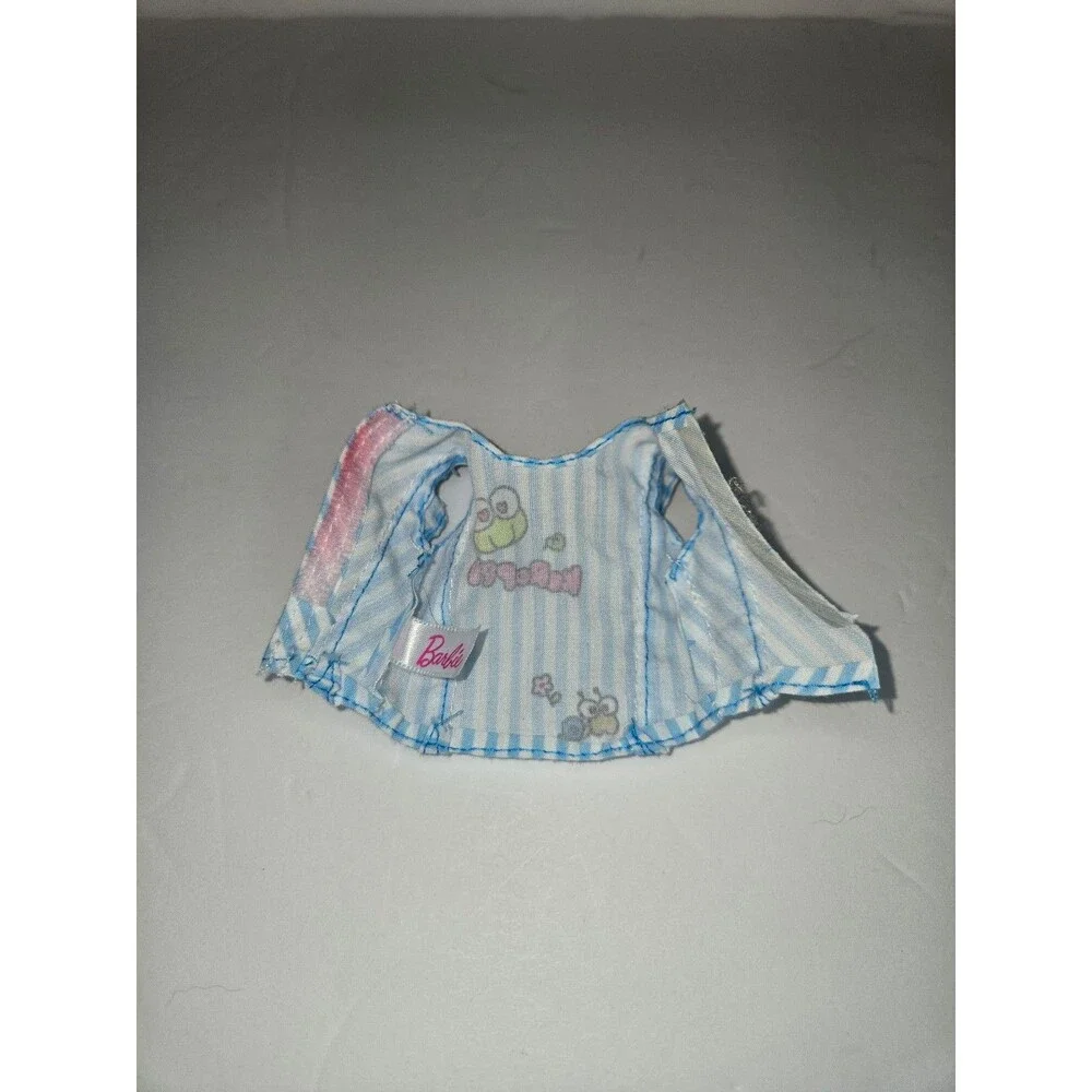 Barbie Doll Sanrio Shirt Blue and White Striped Keroppi Ruffles